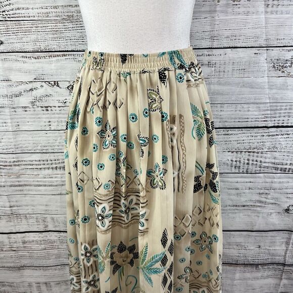 Alfred Dunner Mismatch 2pc Blouse Skirt Set size 8 Tan Floral Granny Core Modest - Picture 13 of 16